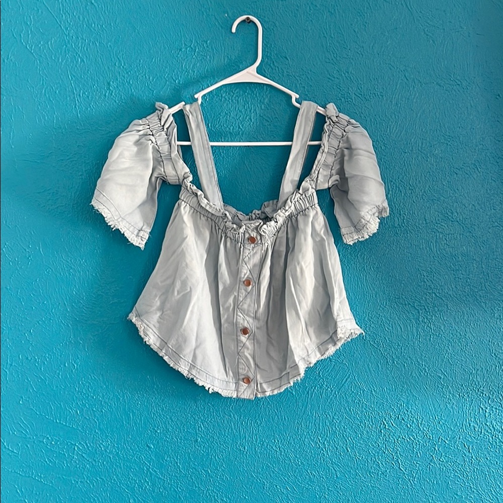 Light Blue Off-Shoulder Women's Top